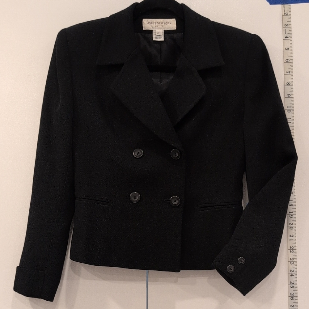 Jones New York Double-Breasted Black Blazer